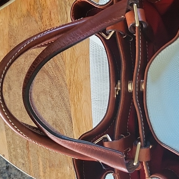 Dooney & Bourke White/Light Blue Lizard Satchel - Picture 4 of 17